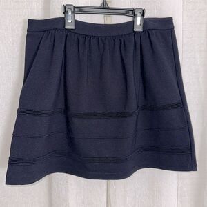 J. Crew 6 Midnight Blue Ponte Knit A-Line Mini Skirt Horizontal Pleats Details